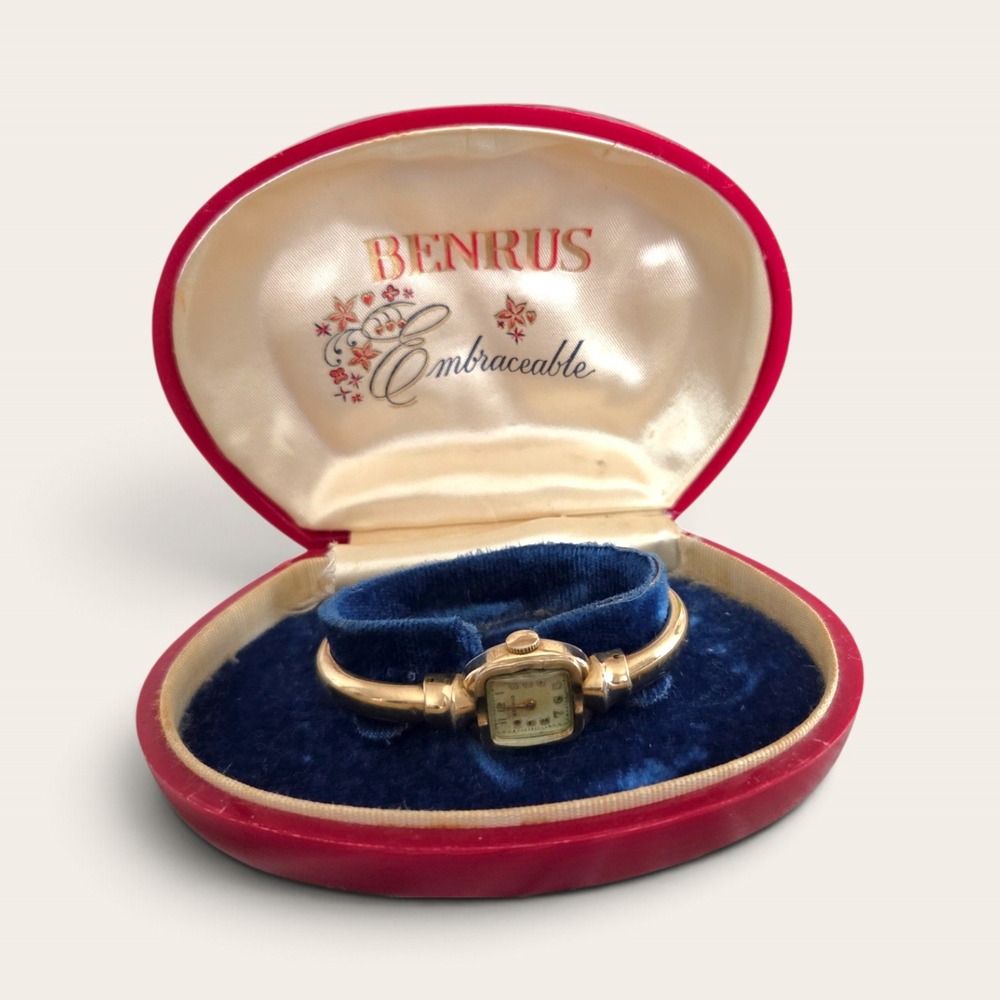 Benrus Embraceable Vintage Bangle Watch 10K RGP Gold Filled w Box 739301 - Picture 2 of 11